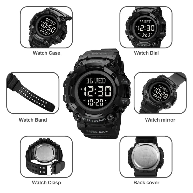 Luxury Dual Time Electronic Watch Fashion Outdoor Countdown Stopwatch Digital Watches Men Wristwatch Brand SKMEI Original Clock