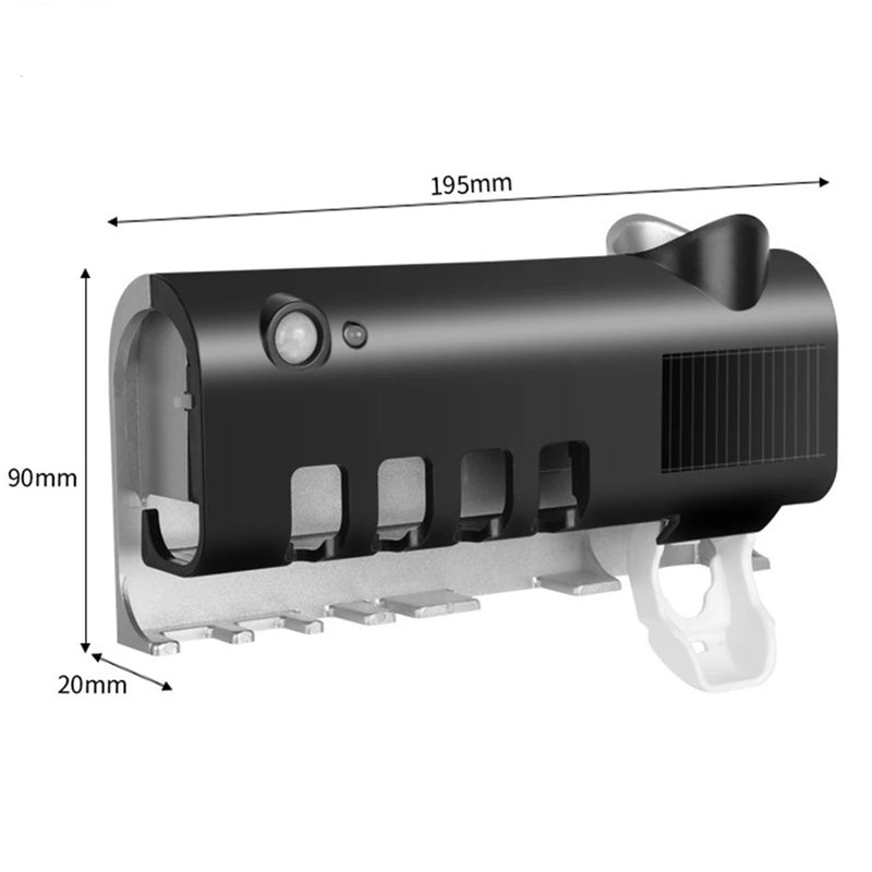 Suporte de escova de dentes com energia solar Uv, desinfetante de parede, espremedor de pasta de dente, acessórios de banheiro